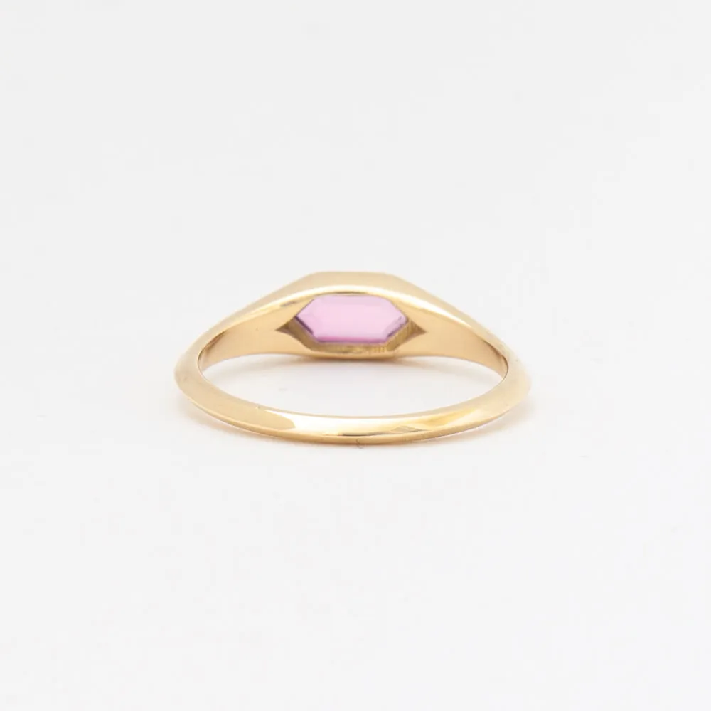 1.00 ct Pink Sapphire Hexagon Signet Ring