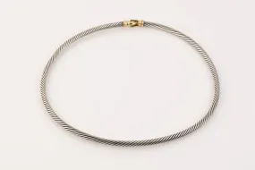 14.5" David Yurman 925 Silver & 18k Yellow Gold Cable Collar Necklace (42.67g.)