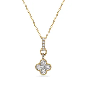 14k Diamond Clover Pendant