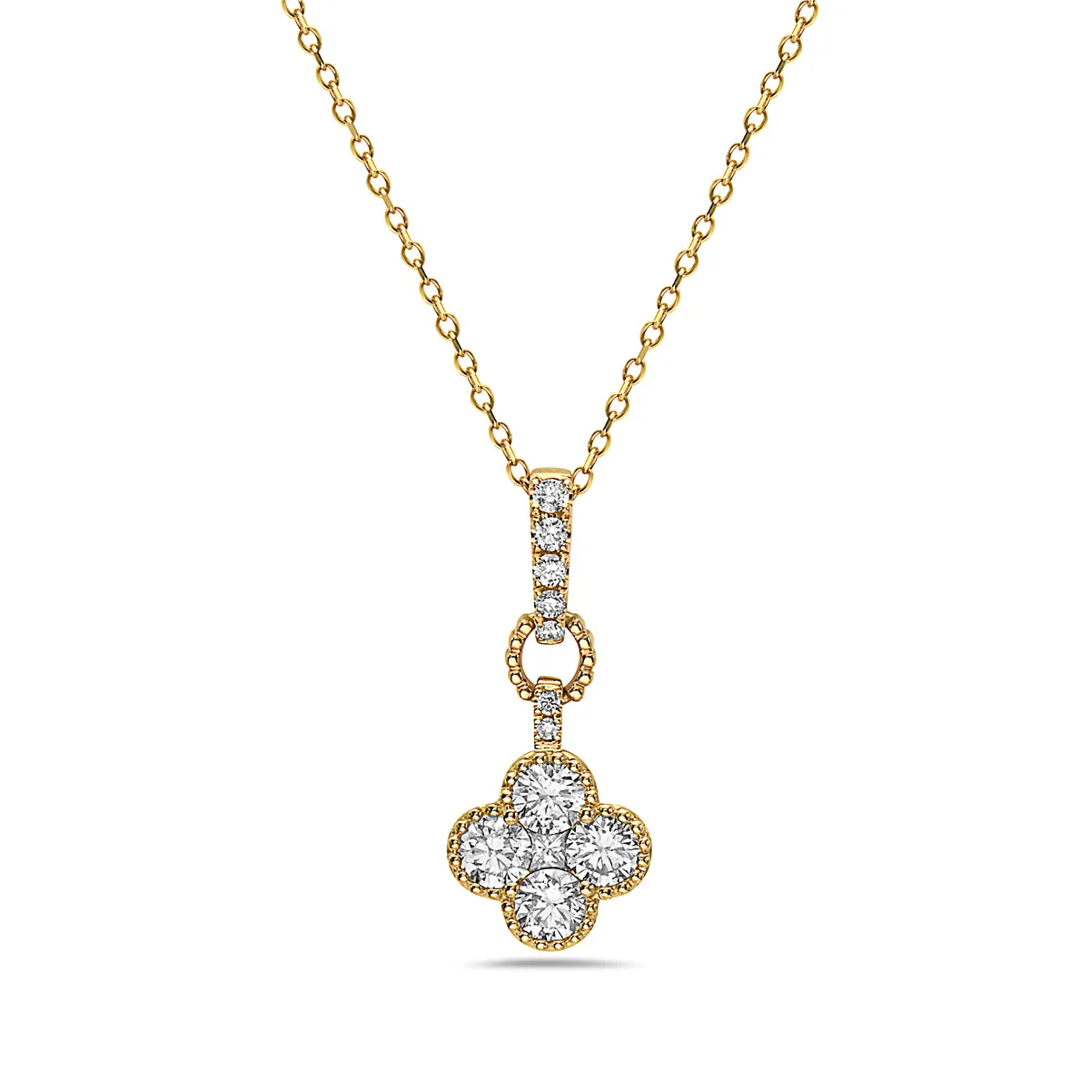 14k Diamond Clover Pendant