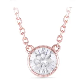 14k Rose / White / Yellow Gold Moissanite Necklace Bezel Set 0.4ct