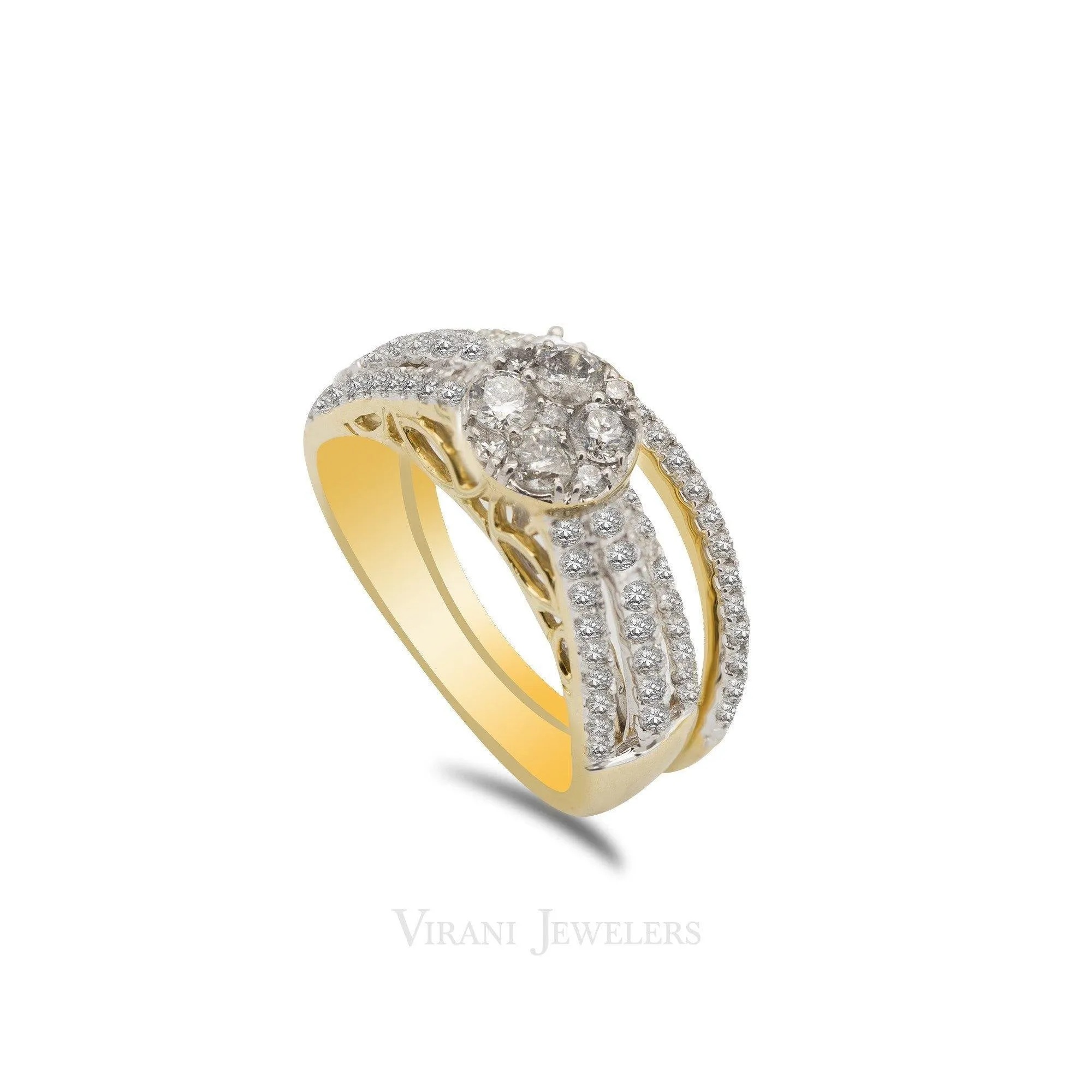 14K Two Tone Gold Diamond Pavé Bridal Ring Set