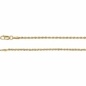 14K Yellow Gold Rope Chain, 18 Inches Long 1.85 mm  - CH956G-18