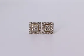 14K Yellow Gold Square Earrings 1.26Ctw