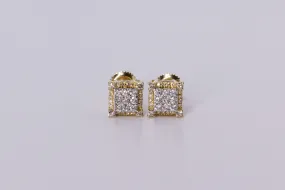 14k Yellow Gold Square Earrings .440Ctw