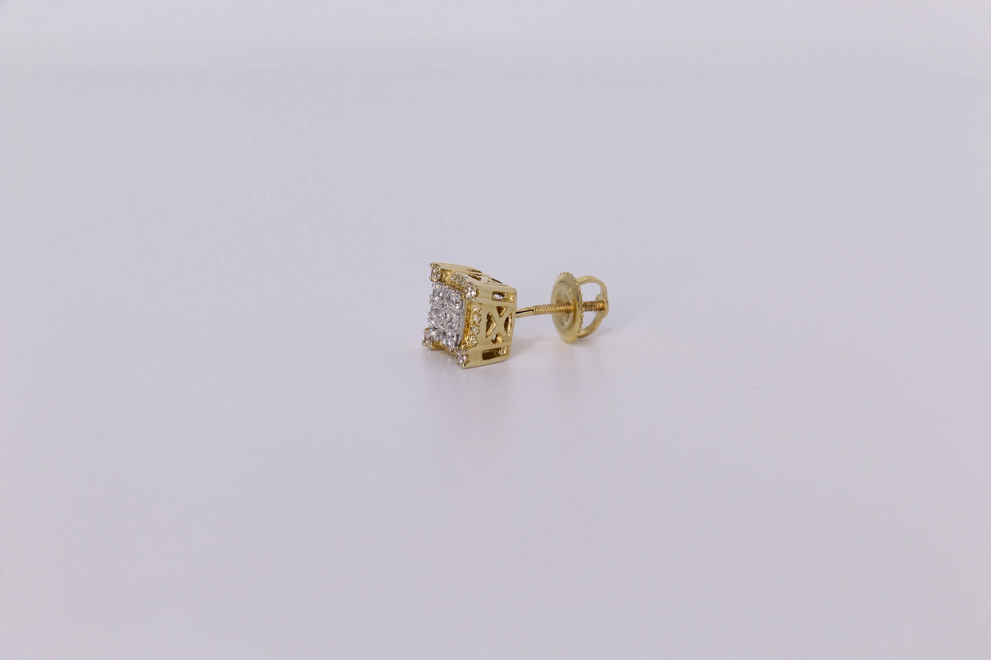 14k Yellow Gold Square Earrings .440Ctw