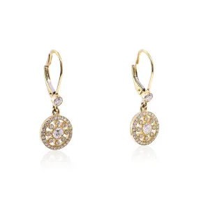 18K YELLOW GOLD DIAMOND LEVER BACK EARRINGS - 0.73CTW