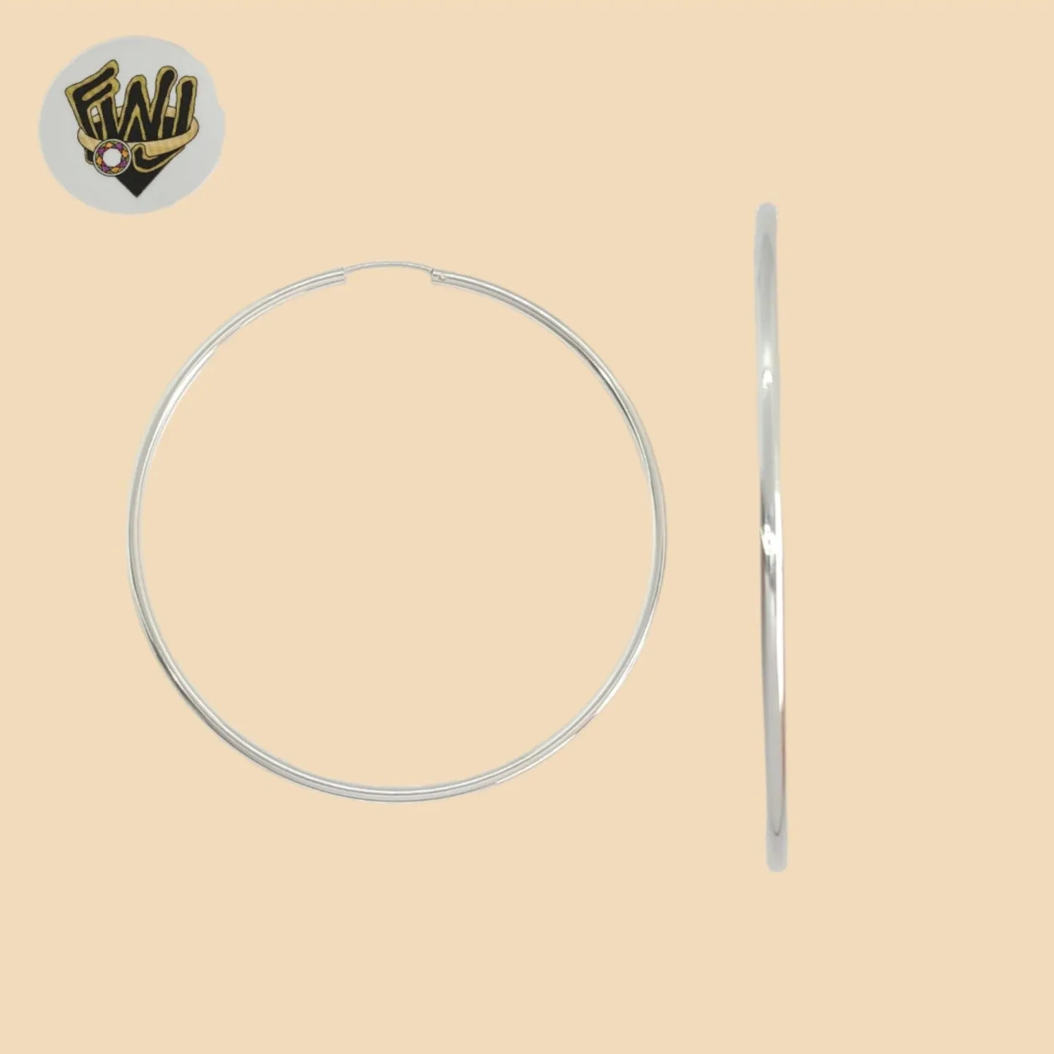 (2-4102) 925 Sterling Silver - Plain Round Hoops.