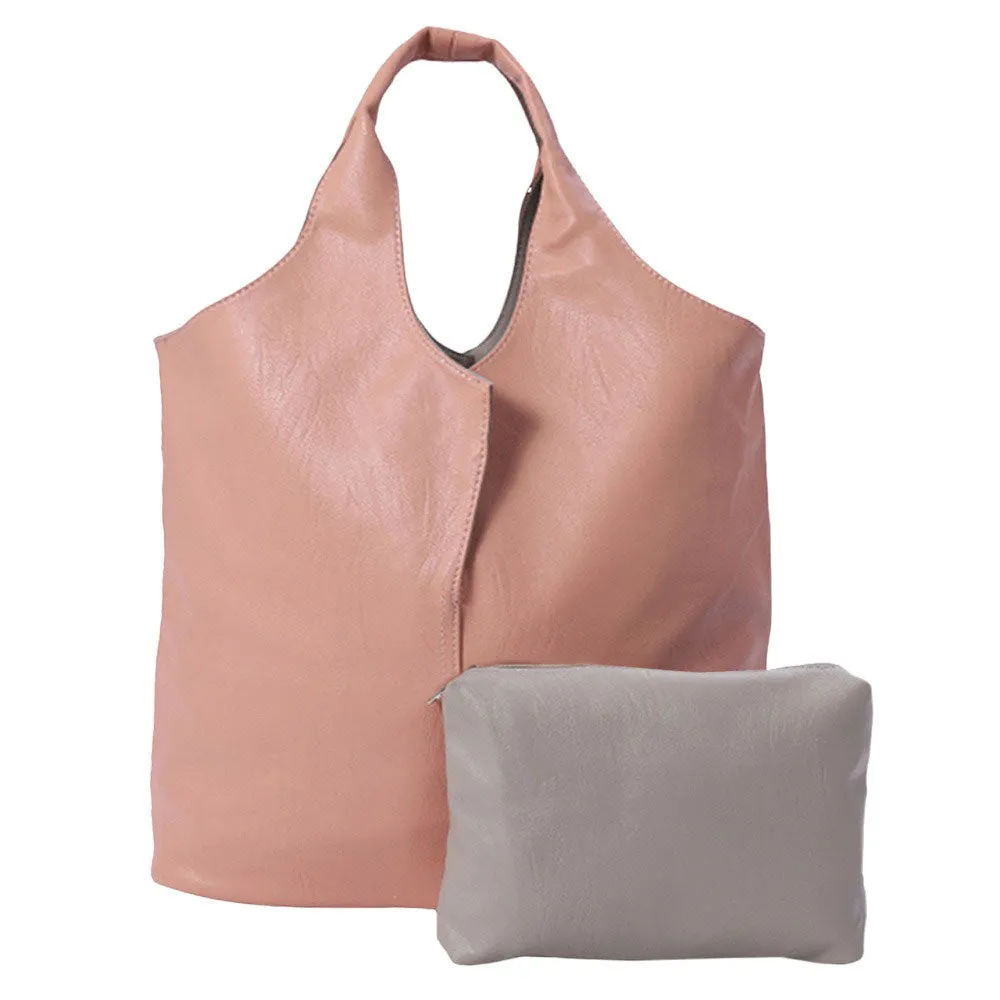 2PCS Reversible Metallic Tote and Pouch Bags