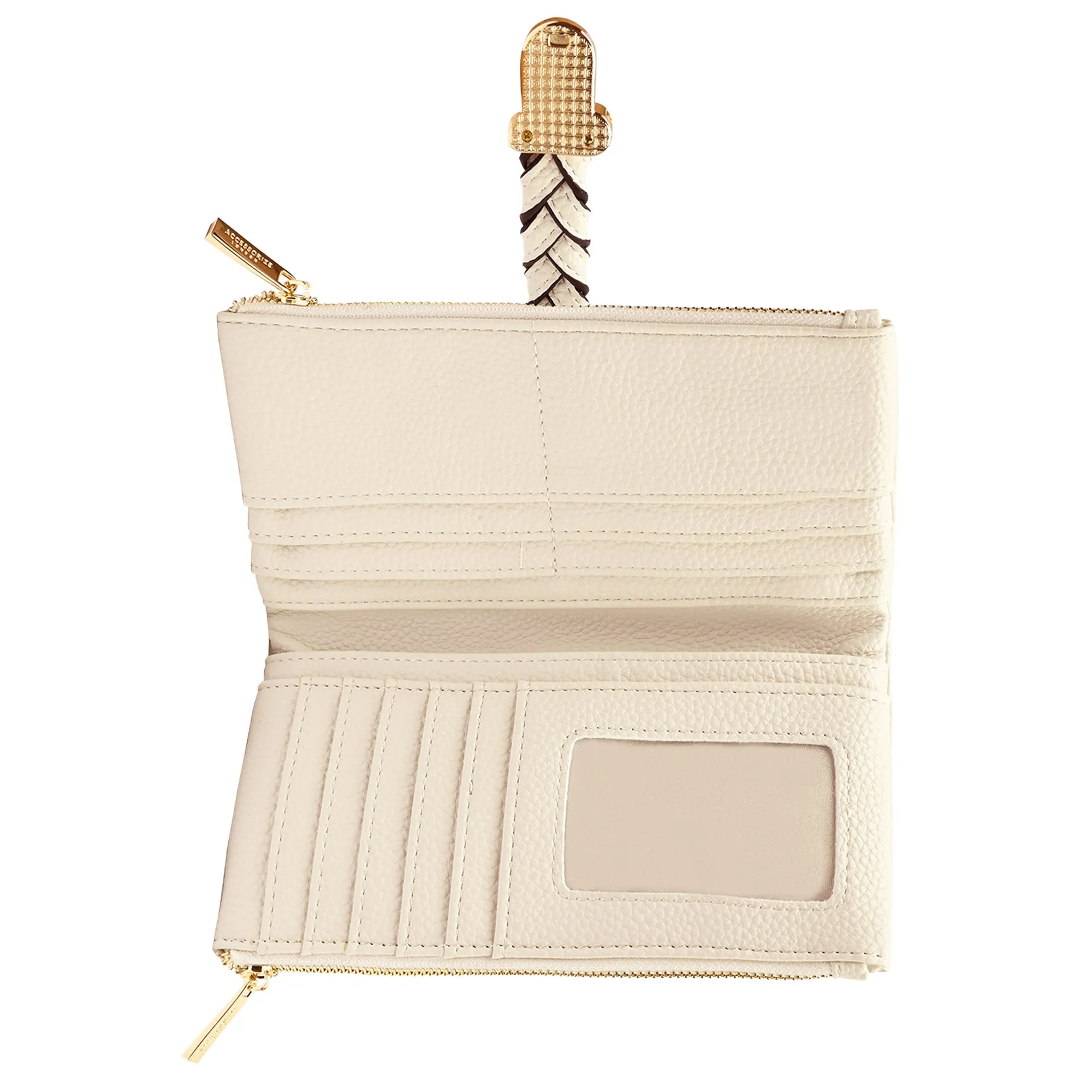 Accessorize London Women's Cream Plait Push-Lock Purse