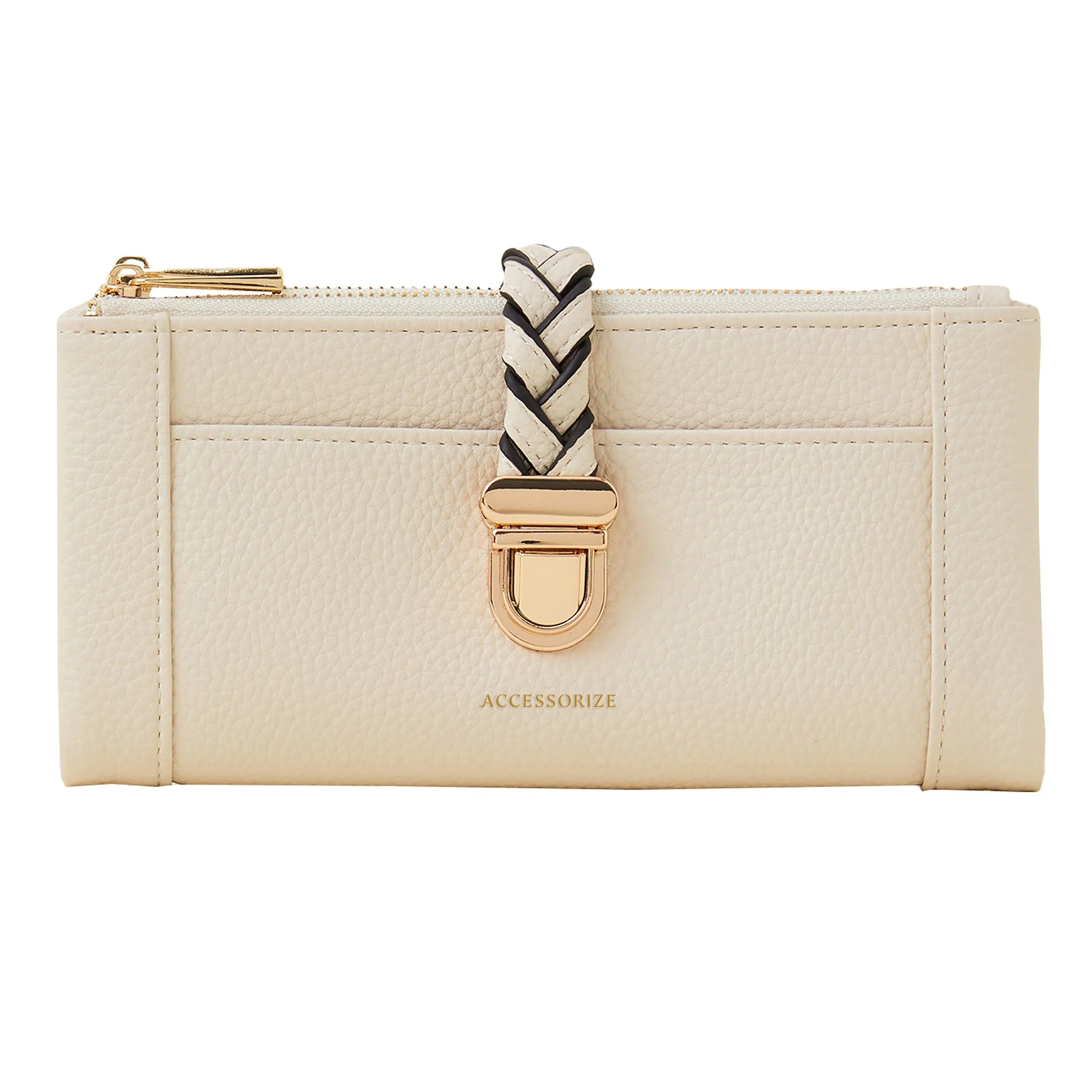 Accessorize London Women's Cream Plait Push-Lock Purse