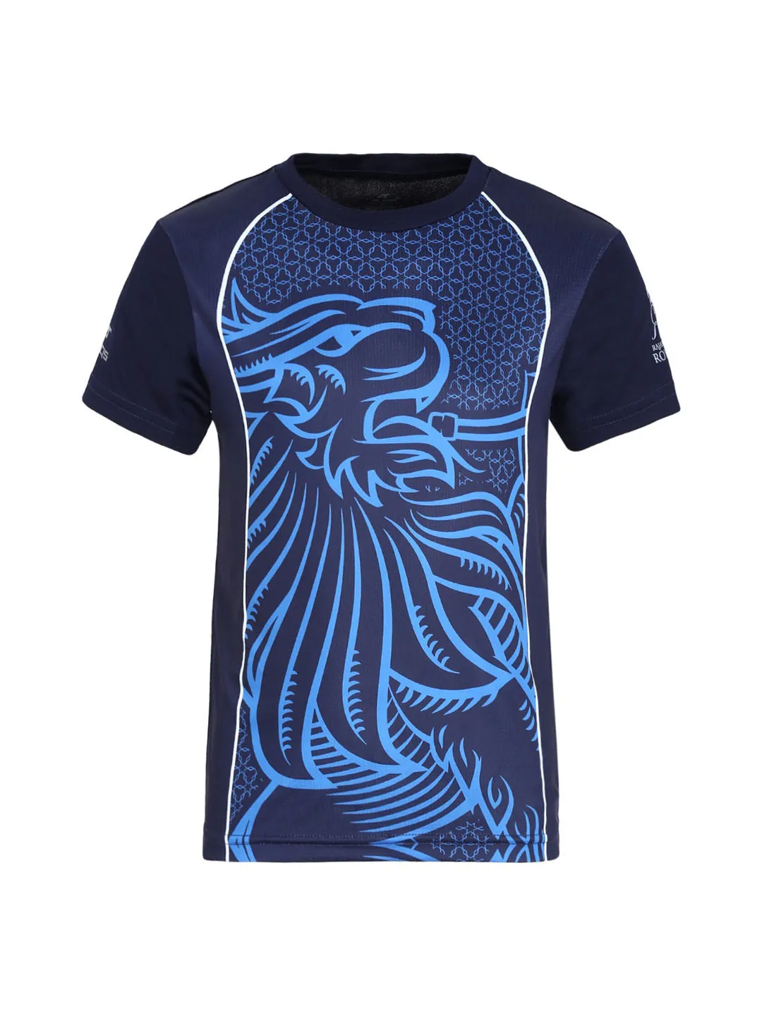 Alcis Boys Rajasthan Royals Navy Blue Printed Round Neck Dri-FIT T-shirt