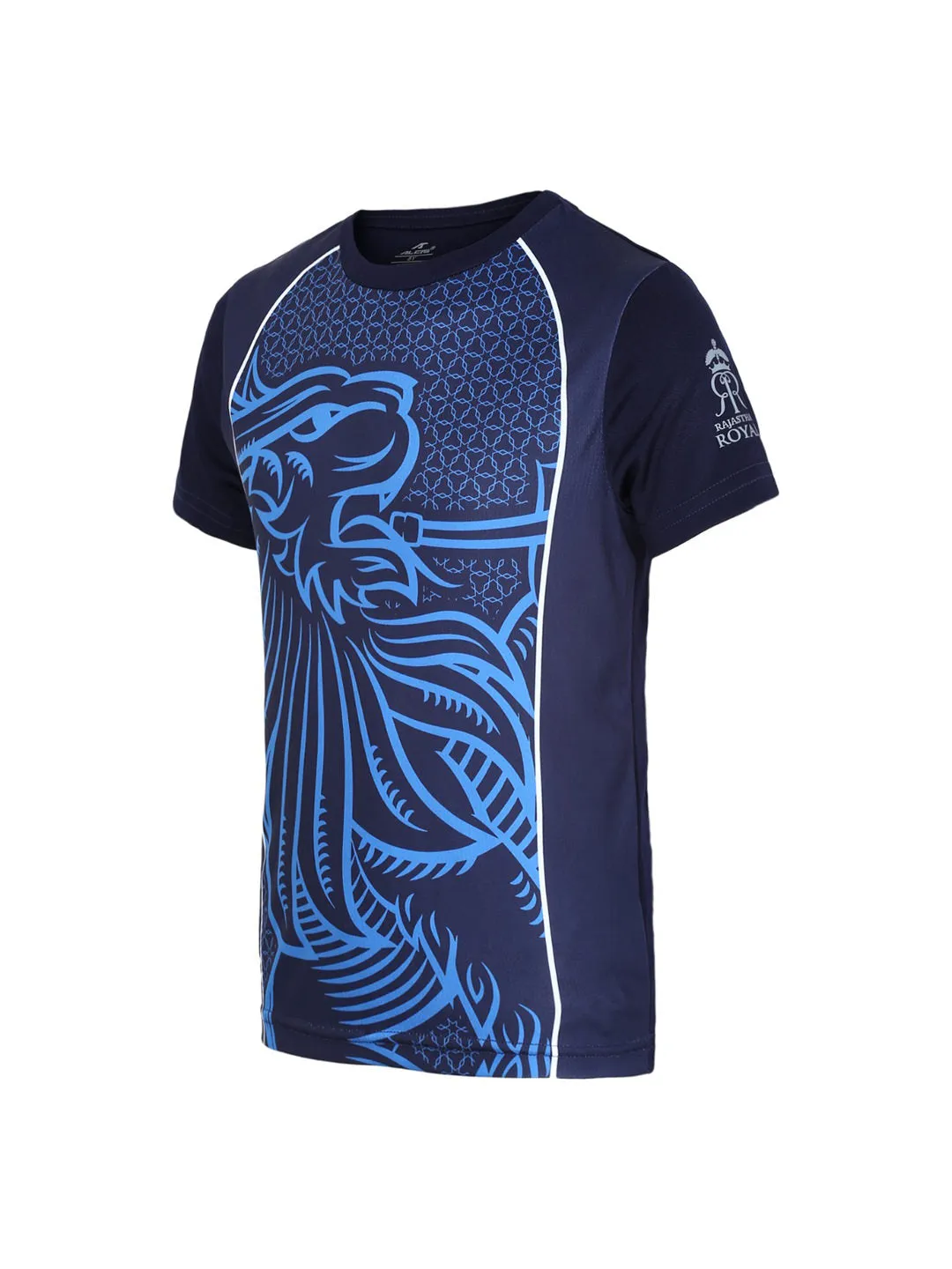 Alcis Boys Rajasthan Royals Navy Blue Printed Round Neck Dri-FIT T-shirt