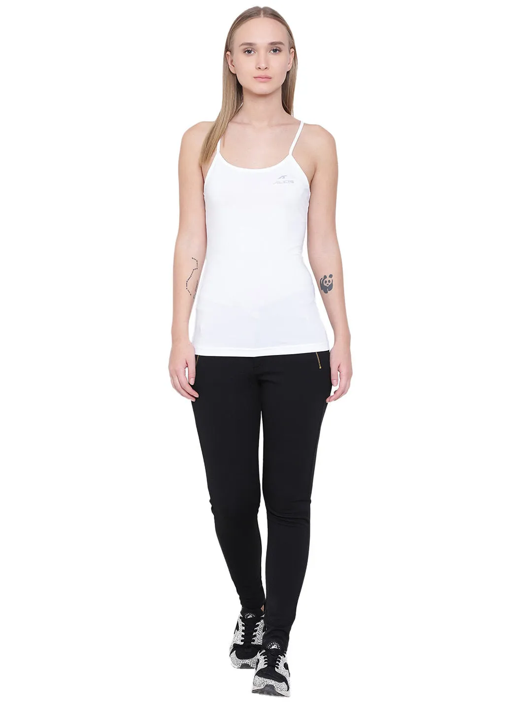 Alcis Lean Strap Back White Tank Top