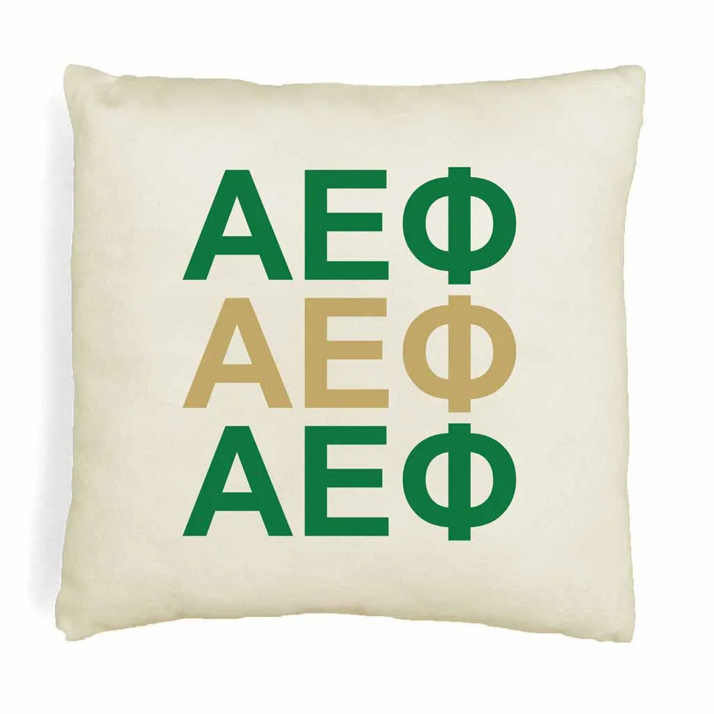 Alpha Epsilon Phi Throw Pillow Cover with Greek Letters