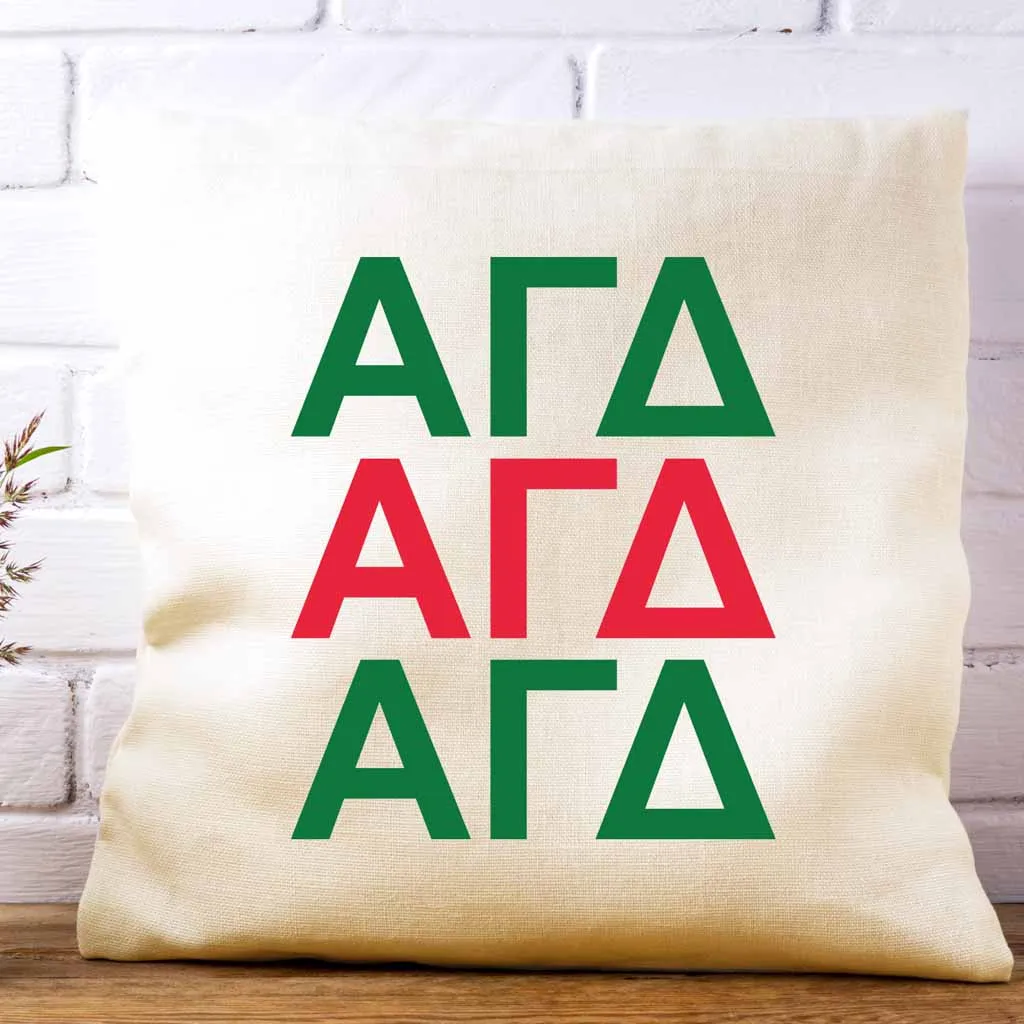 Alpha Gamma Delta Throw Pillow Cover with Greek Letters