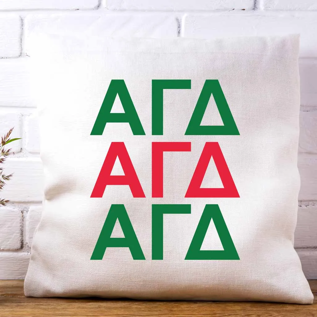 Alpha Gamma Delta Throw Pillow Cover with Greek Letters