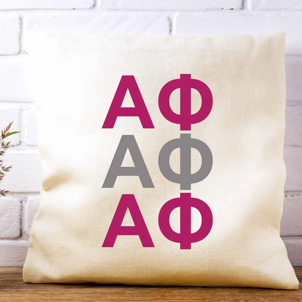 Alpha Phi Throw Pillow Cover with Greek Letters