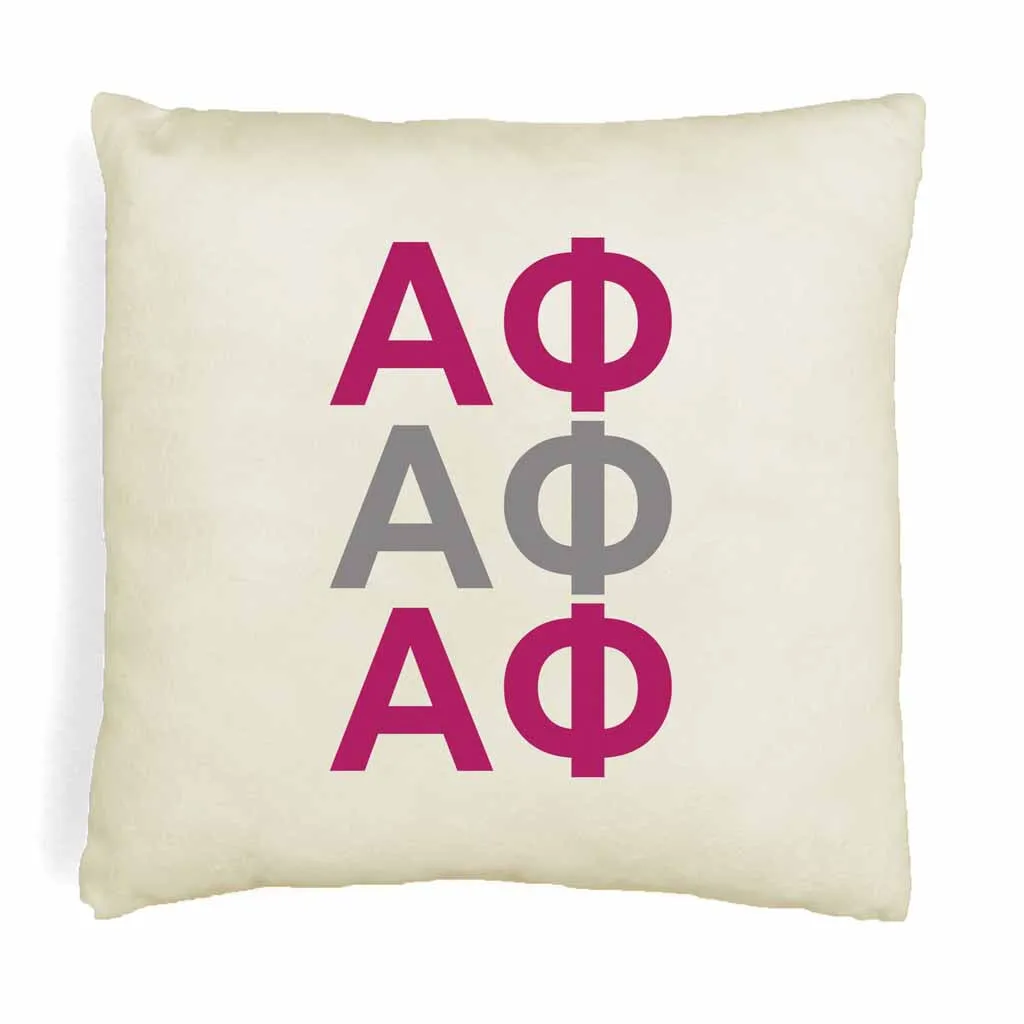 Alpha Phi Throw Pillow Cover with Greek Letters