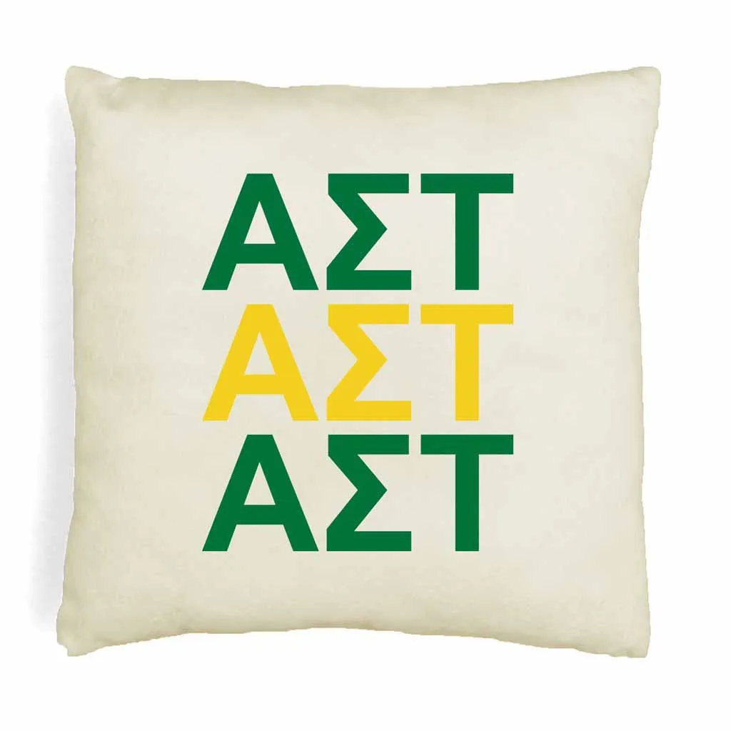 Alpha Sigma Tau Throw Pillow Cover with Greek Letters