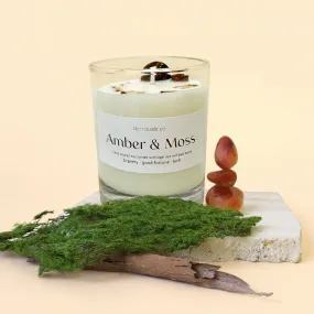 Amber and Moss Crystal Candle