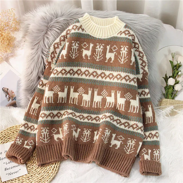 Amy Fashion - Christmas Red Deer Sweater