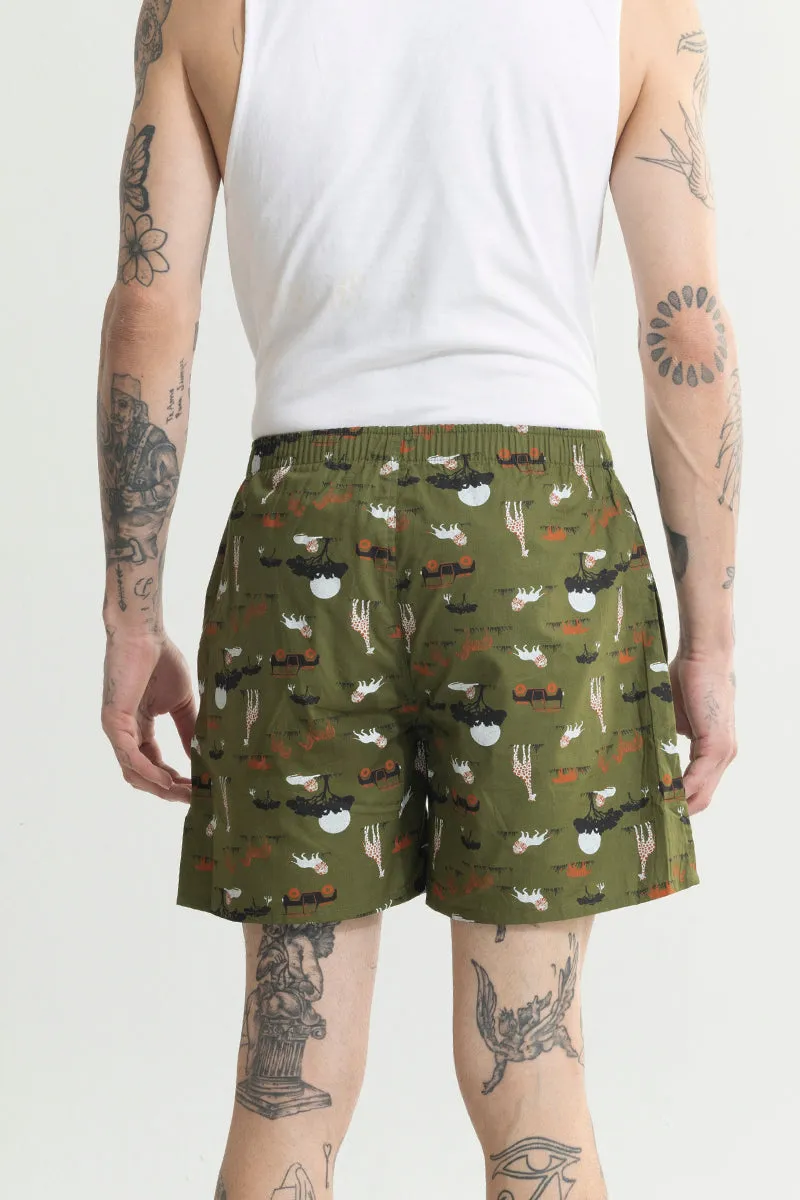 Animal Print Green Boxer