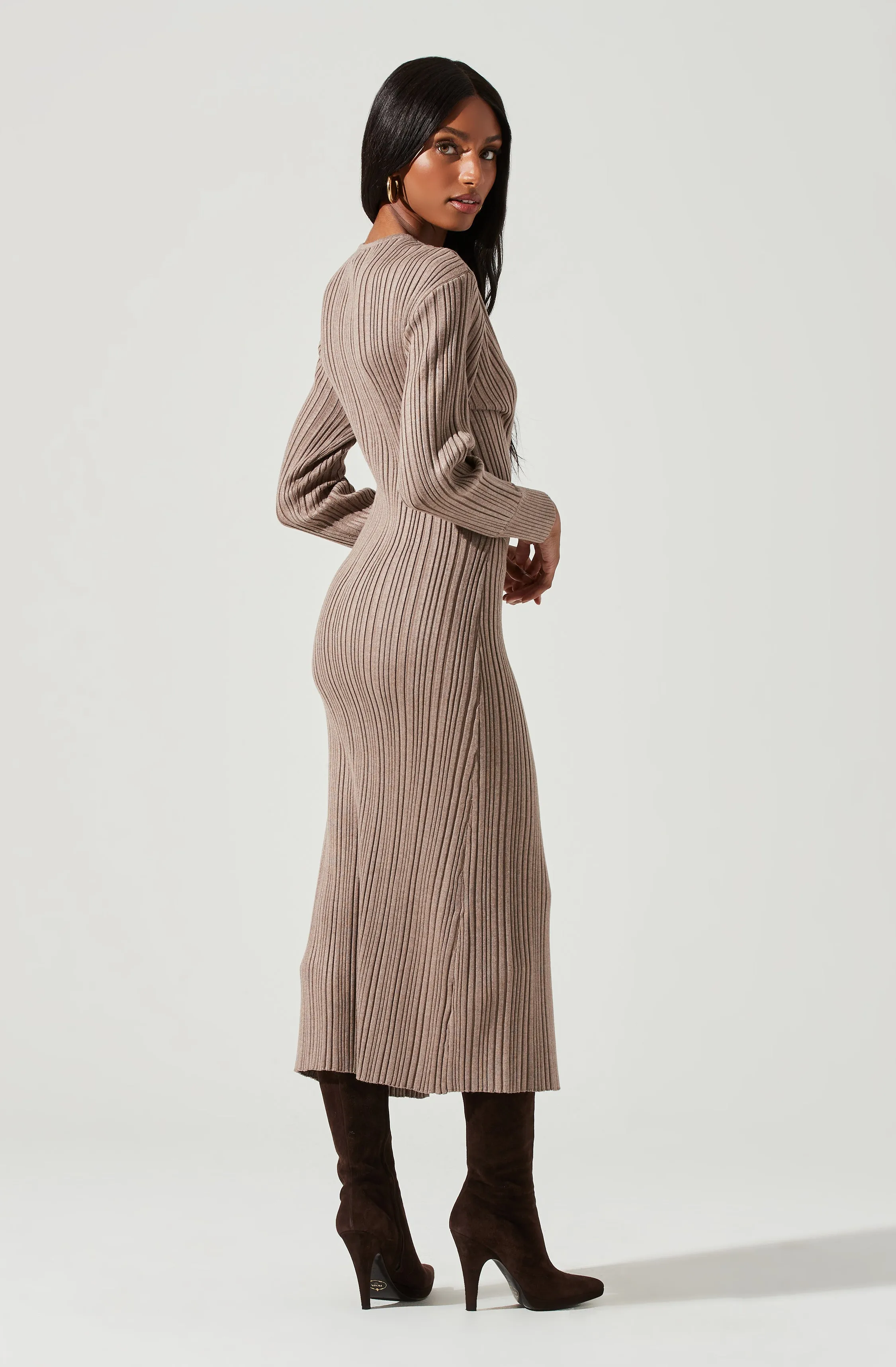 Astrid Ribbed Knit Midi Dress