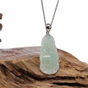 Baikalla? "Laughing Buddha" Genuine Green Jadeite Jade Buddha Pendant Necklace With Strong Silver  Bail