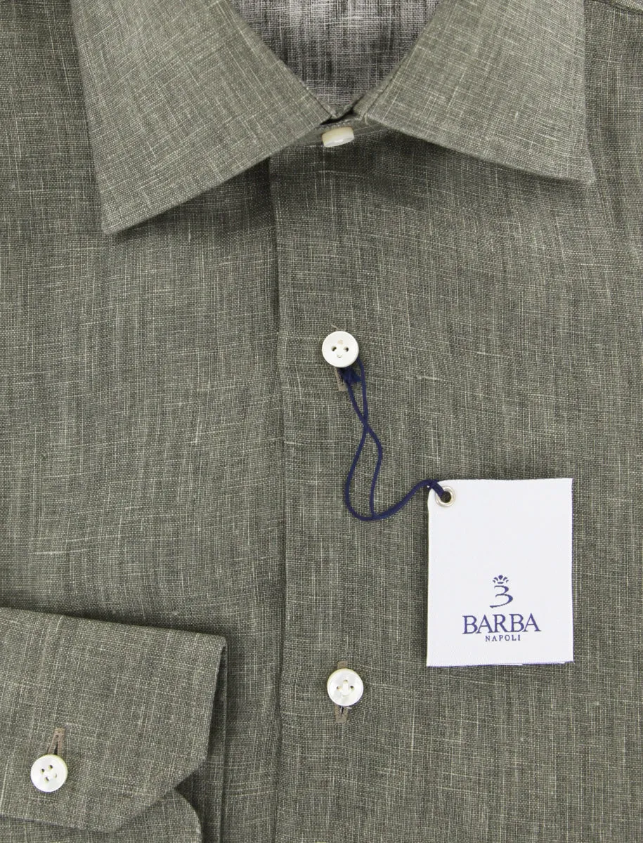 Barba Napoli Olive Green Shirt - Slim