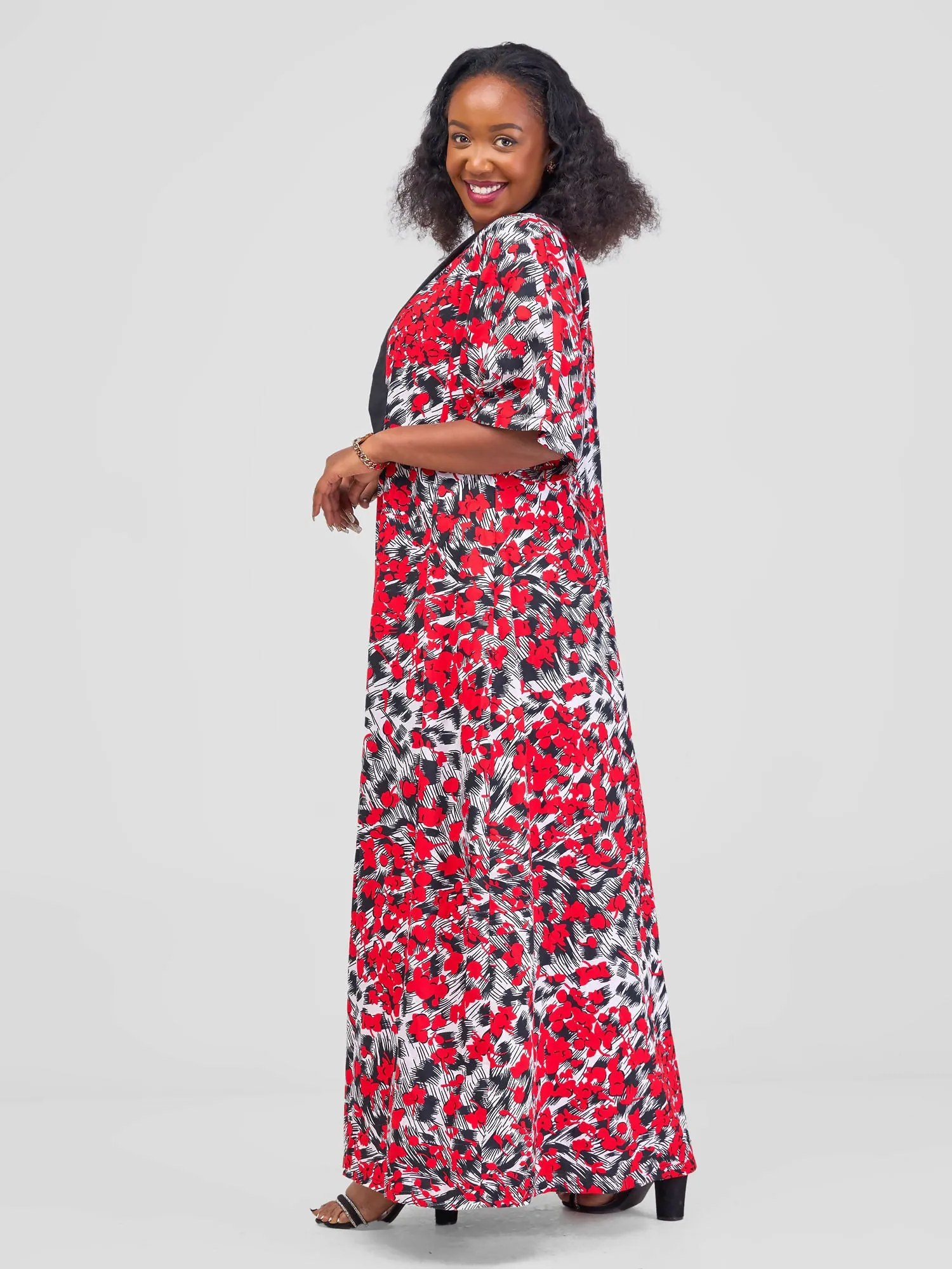 Bella Wangu Maxi Kimono - Red Print