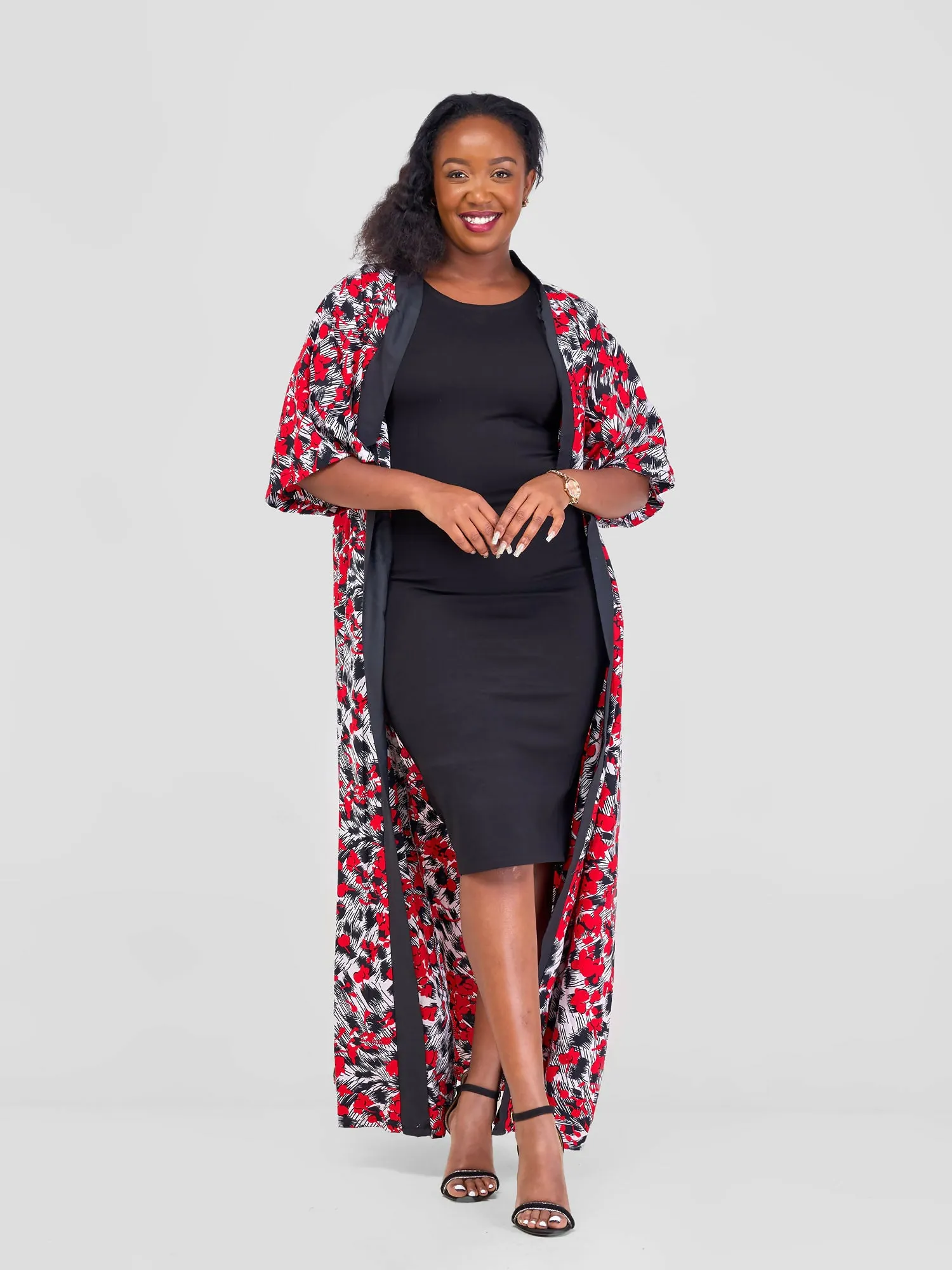 Bella Wangu Maxi Kimono - Red Print