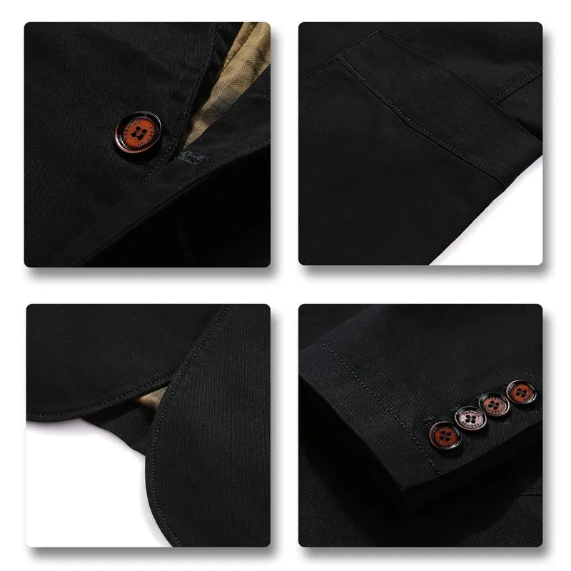 Black Two-Button Solid Color Jacket