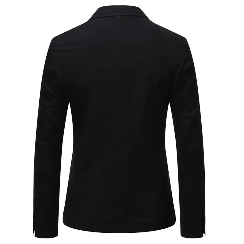 Black Two-Button Solid Color Jacket