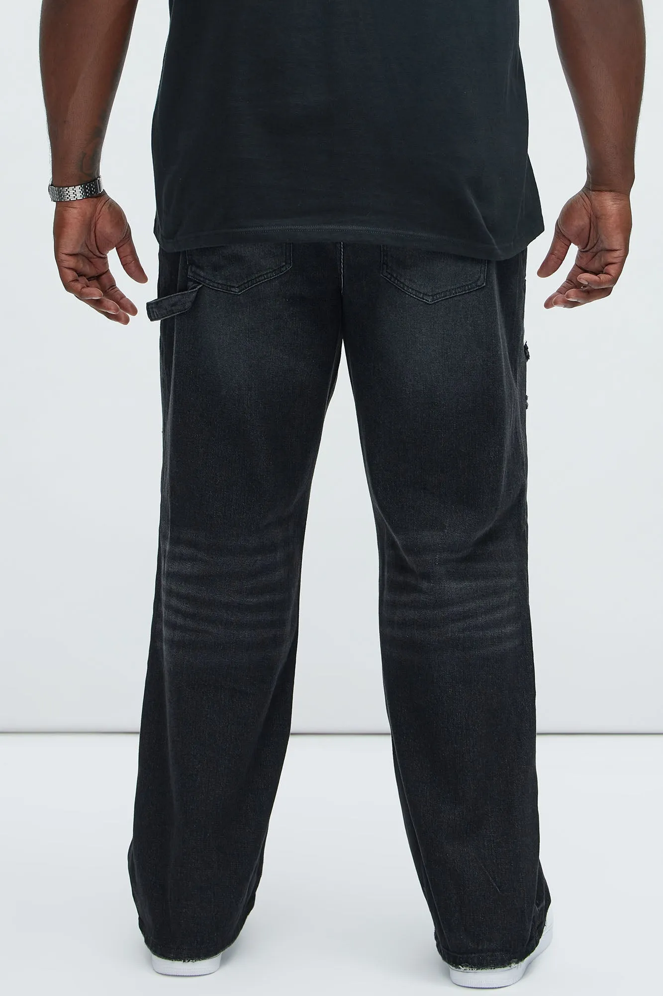 Bore Distressed Carpenter Jeans - Black Wash