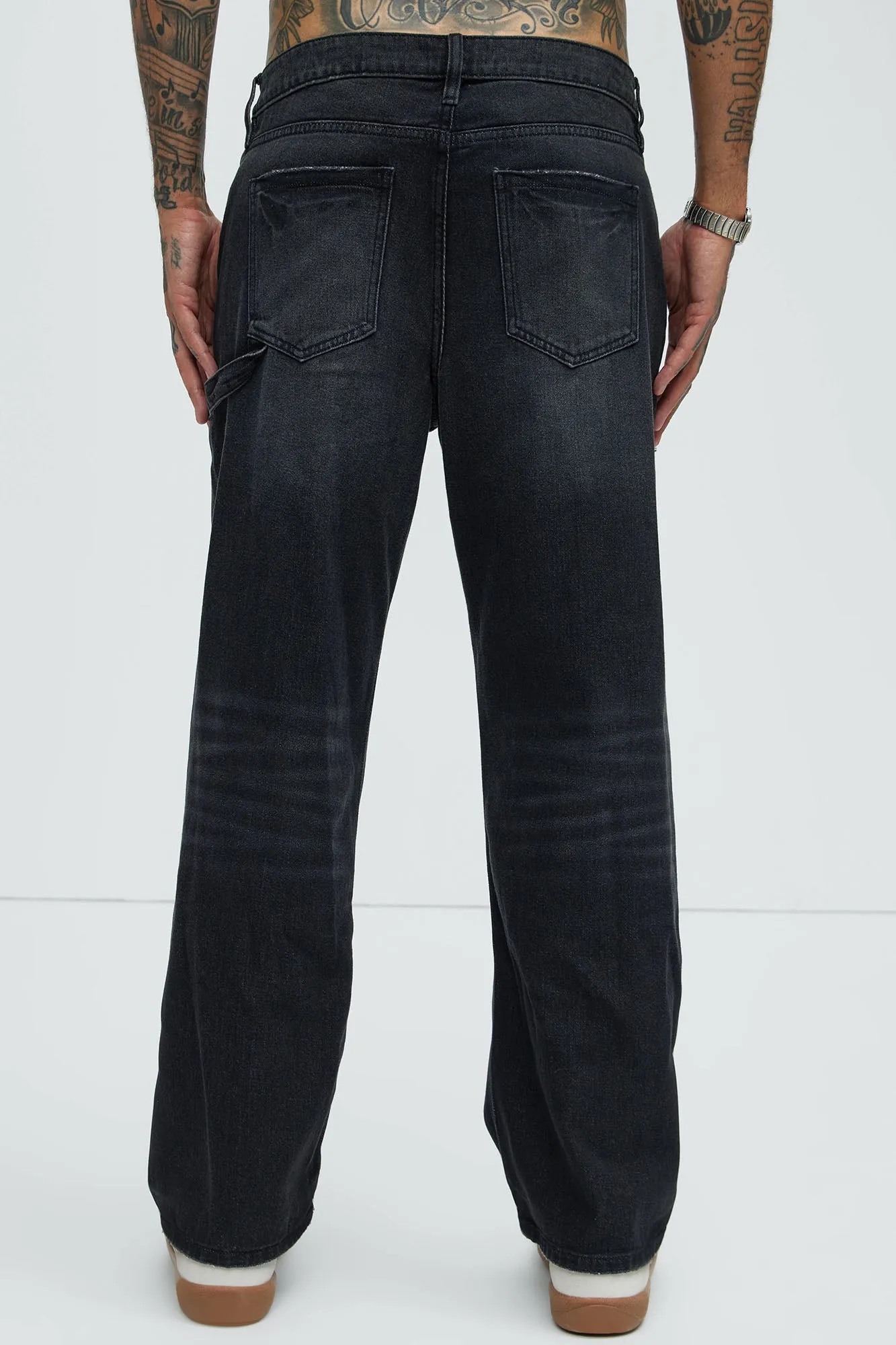 Bore Distressed Carpenter Jeans - Black Wash