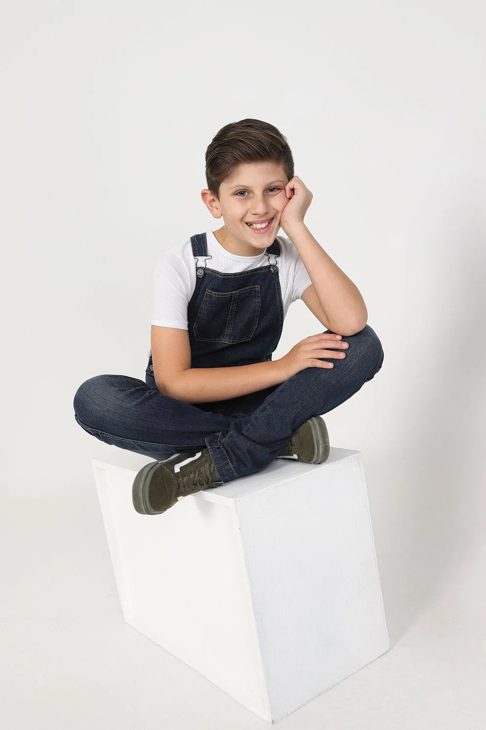 Boys Slim Fit Denim Dungarees - Dark