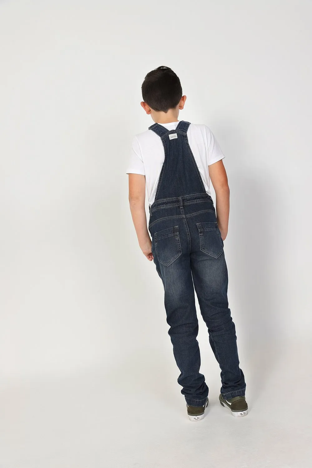 Boys Slim Fit Denim Dungarees - Dark