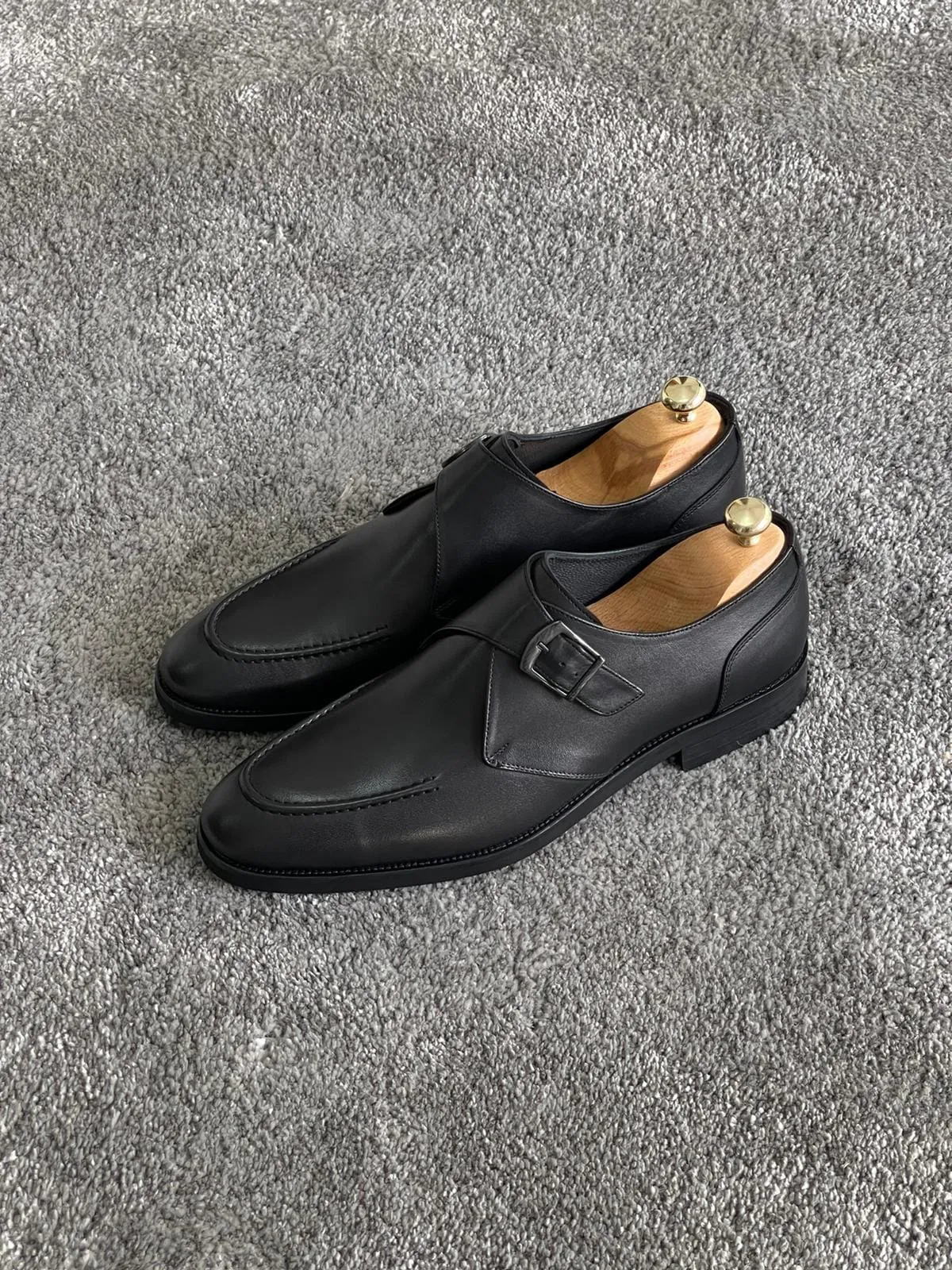 Buckle Leather Classic Black Shoes