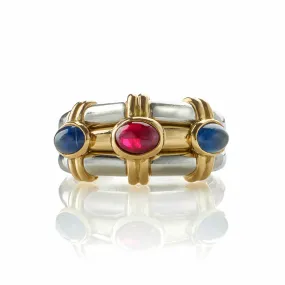 Bulgari Rome Ruby and Sapphire Three Stone Ring