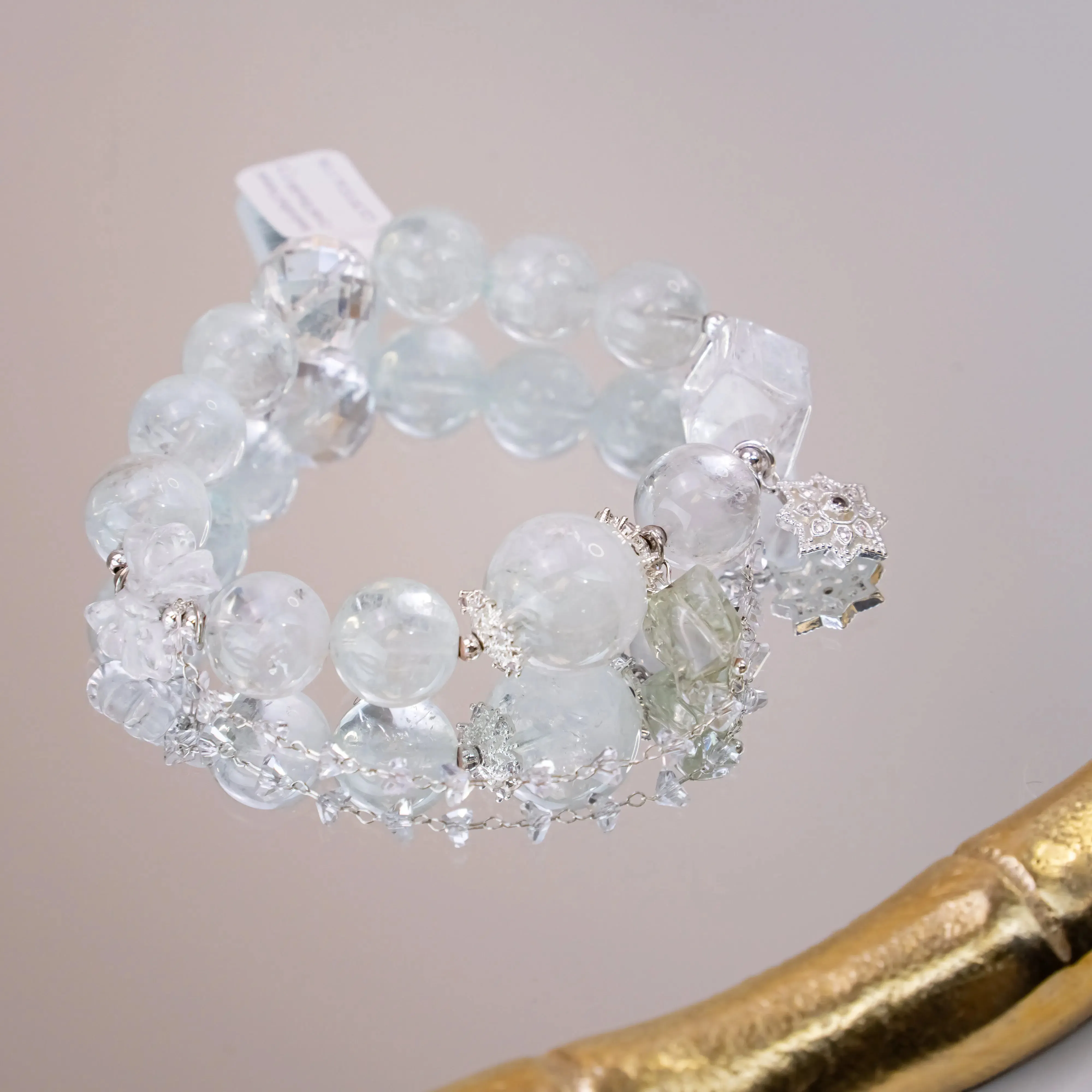 Butterfly Bow Clear Quartz & Prasem Quartz Bracelet