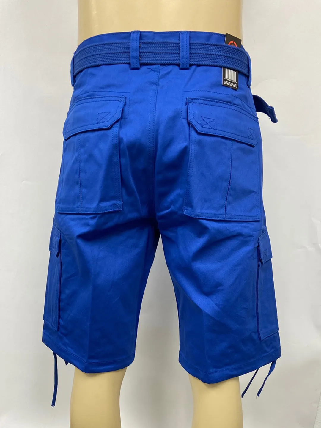 Cargo Shorts with Adjustable Twill Belt Utility Pocket - Royal Blue