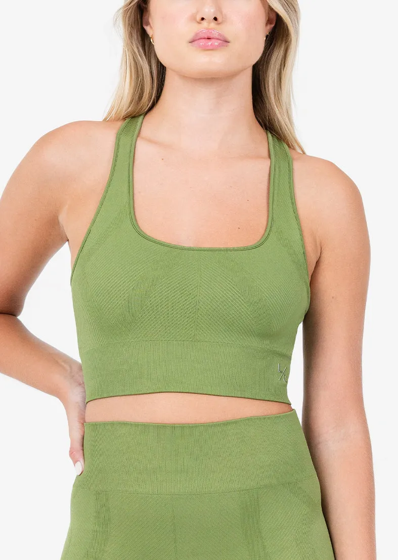 Chevron Seamless Bra Olive