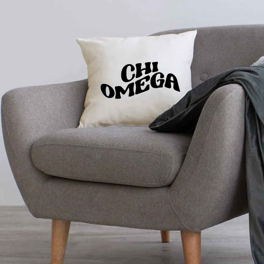 Chi Omega Greek Mod Design on a Sorority Throw Pillow Cover for Dorm Room or Apartment Decor