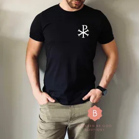 Chi-Rho Men's Catholic tee, Embroidered t-shirt