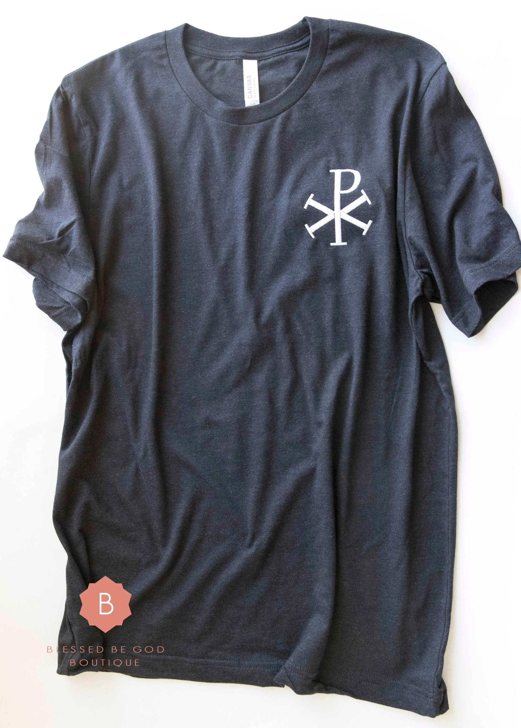 Chi-Rho Men's Catholic tee, Embroidered t-shirt