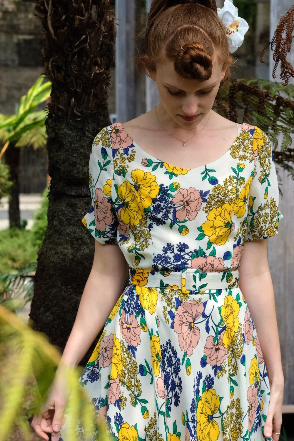 Clementine Mustard Floral Dress