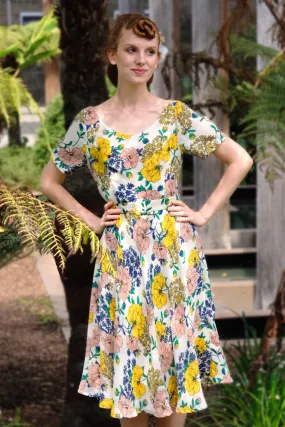 Clementine Mustard Floral Dress