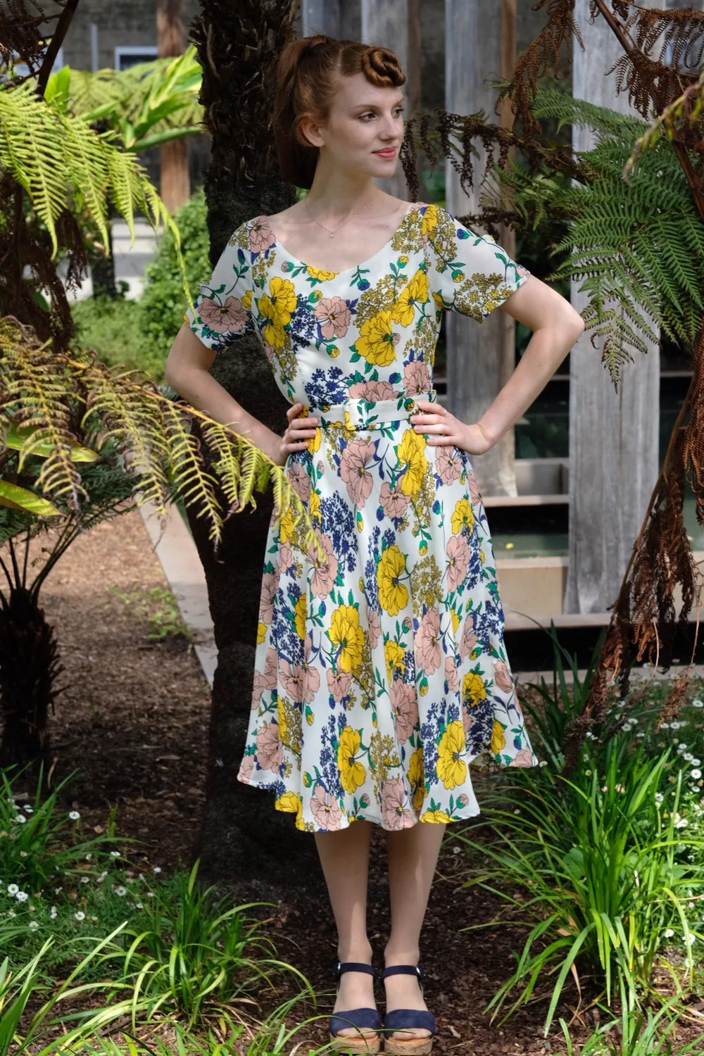 Clementine Mustard Floral Dress