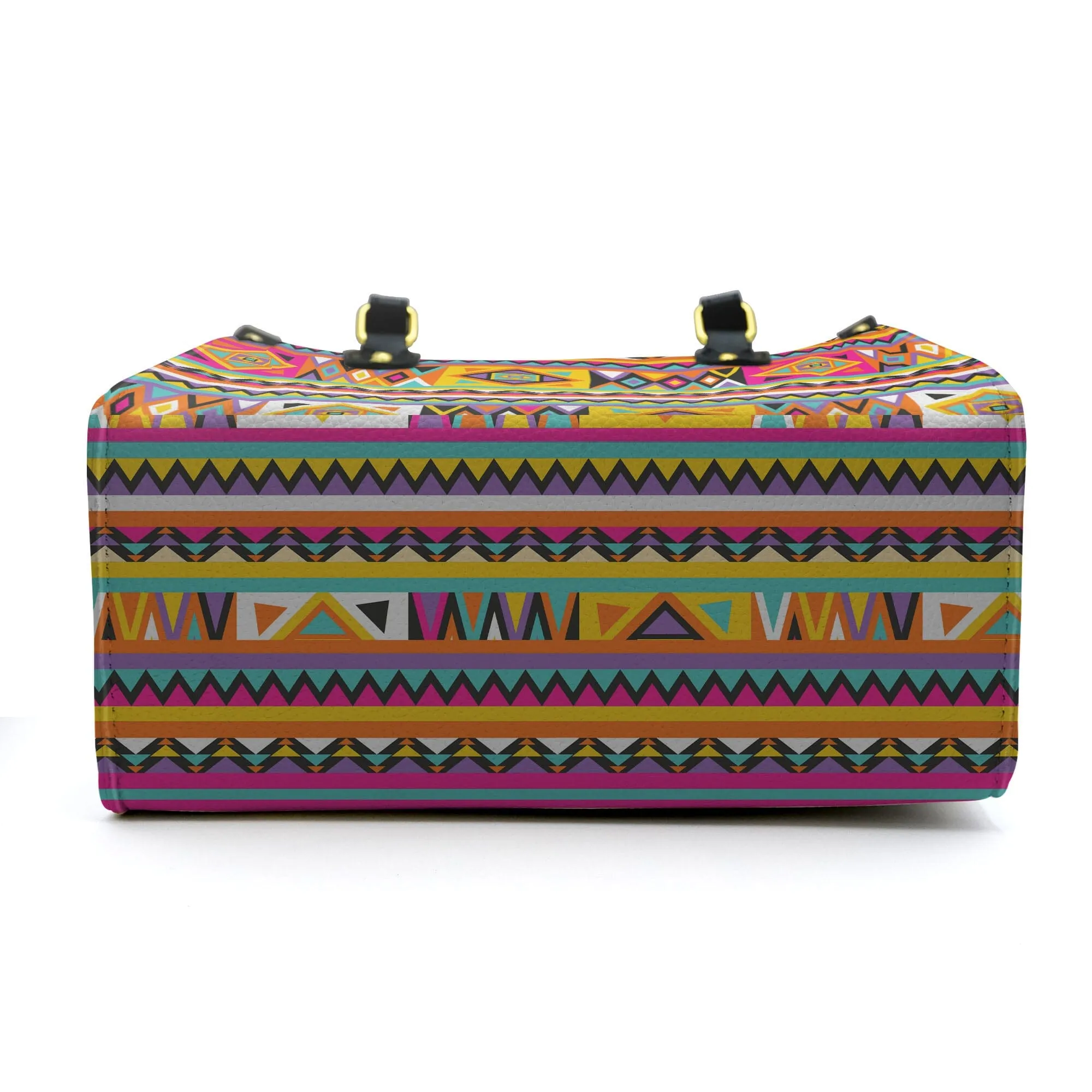 Colorful Ankara Pattern Leather Handbag